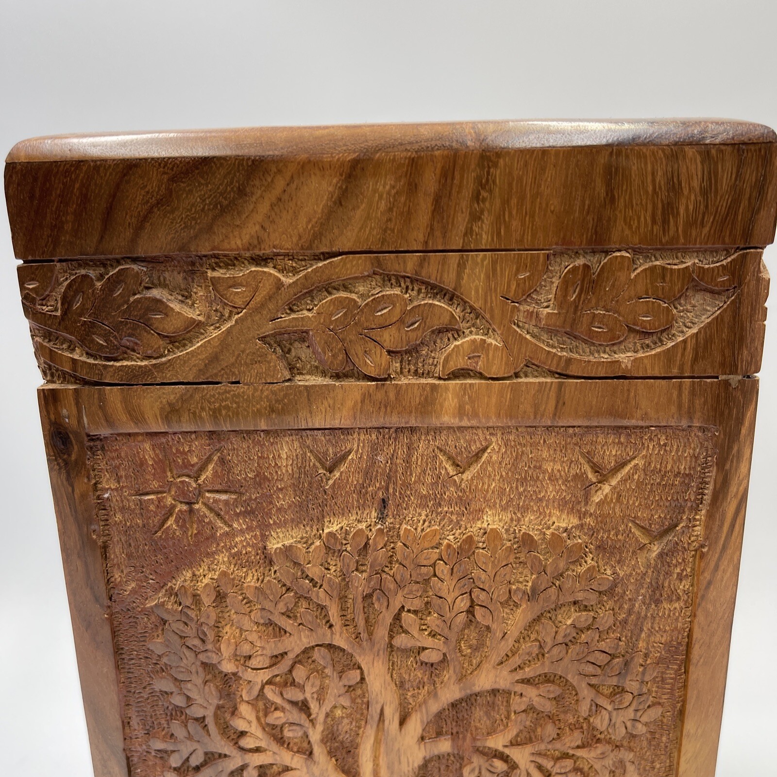 INTAJ Handmade Rosewood Urn – Tree of Life Wooden Urn (Soulful Tree)