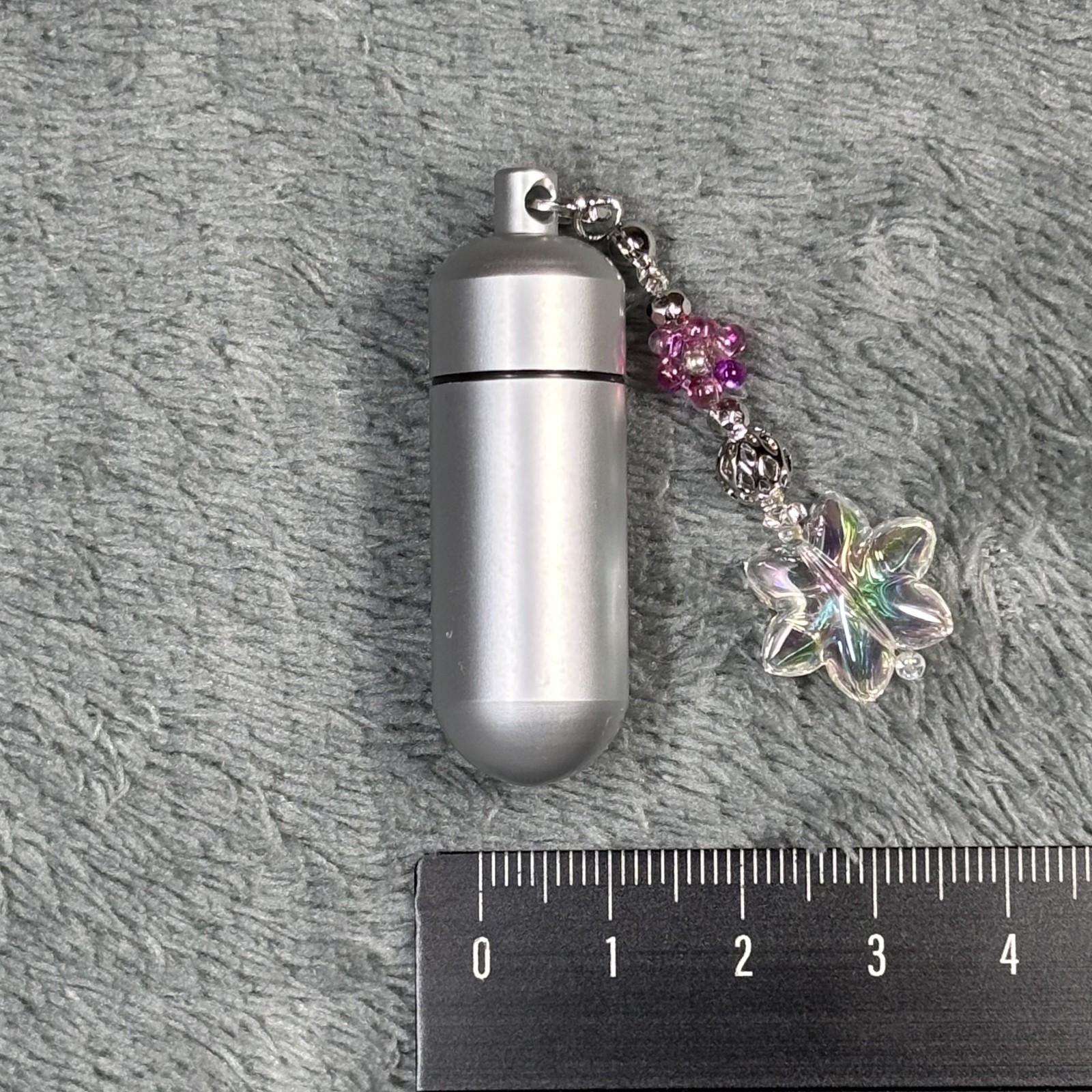 Cremation Ashes Keychain – Cremation Keepsake(pink flower and clear star)