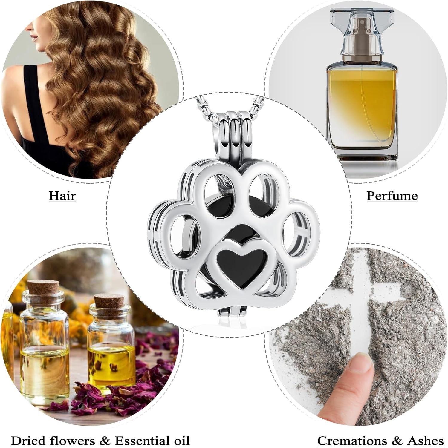 Pet Cremation Jewelry For Ashes For Dog/Cat Paw Stainless Steel Memorial Lock…