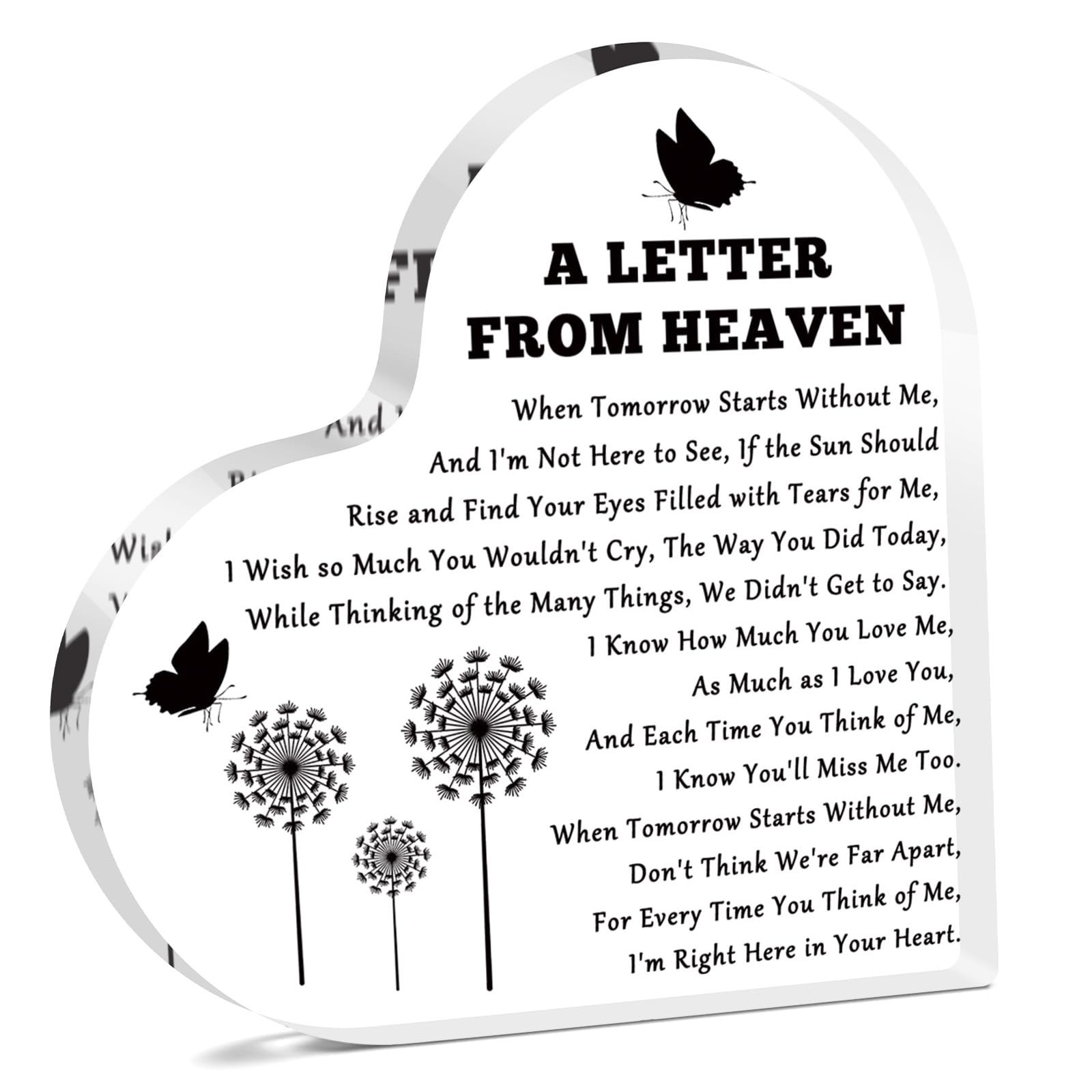 Sympathy Gifts Memorial Acrylic Plaque Remembrance Sympathy Gifts for Loss fo…