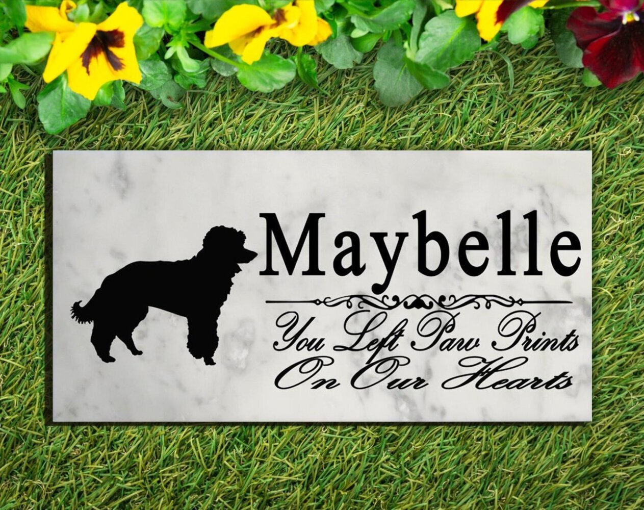 Miniature Poodle Memorial Stone Personalized Dog Garden Rock Grave Marker Outdoo