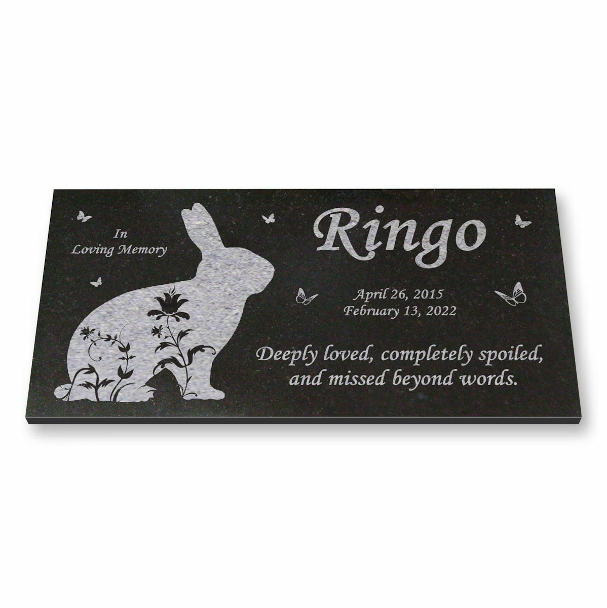 Personalized Pet Rabbit Memorial – Granite Pet Memorial – 6×12 – Ringo