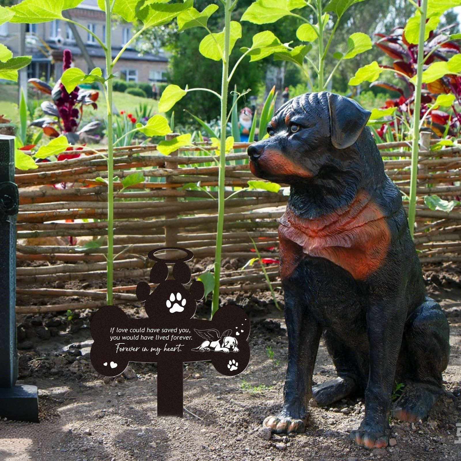 Dog Pet Grave Marker Metal Outdoor Waterproof Garden Cemetery 13x12in Stake