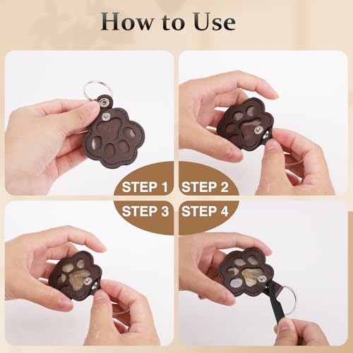 9 Pcs Dog Hair Storage Keychain, Leather Pet Memorial Keepsake Key Chain for
