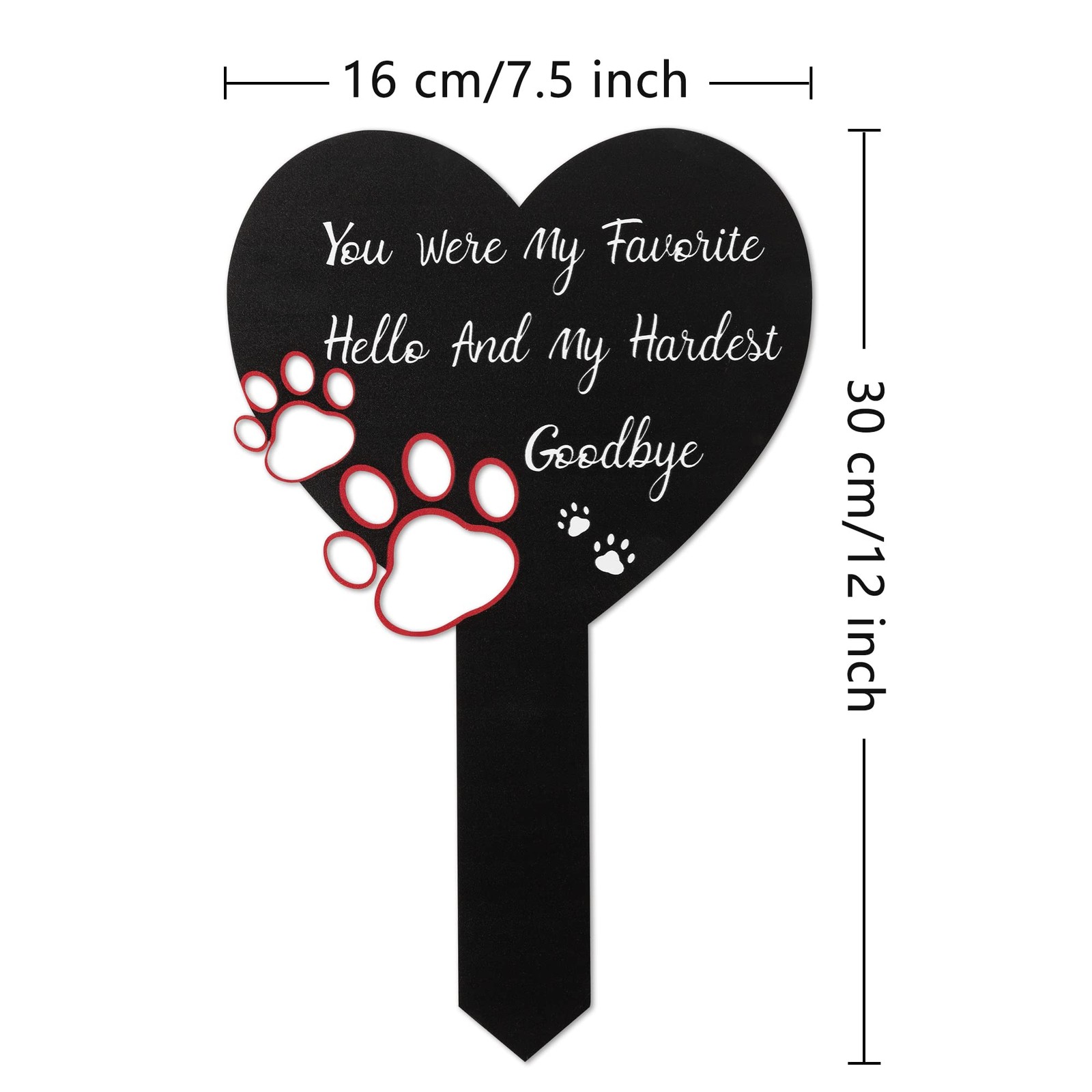 BUoonyer Pet Memorial Graves Markers for Dogs Cats, 11.8″ x 6.3″, Black