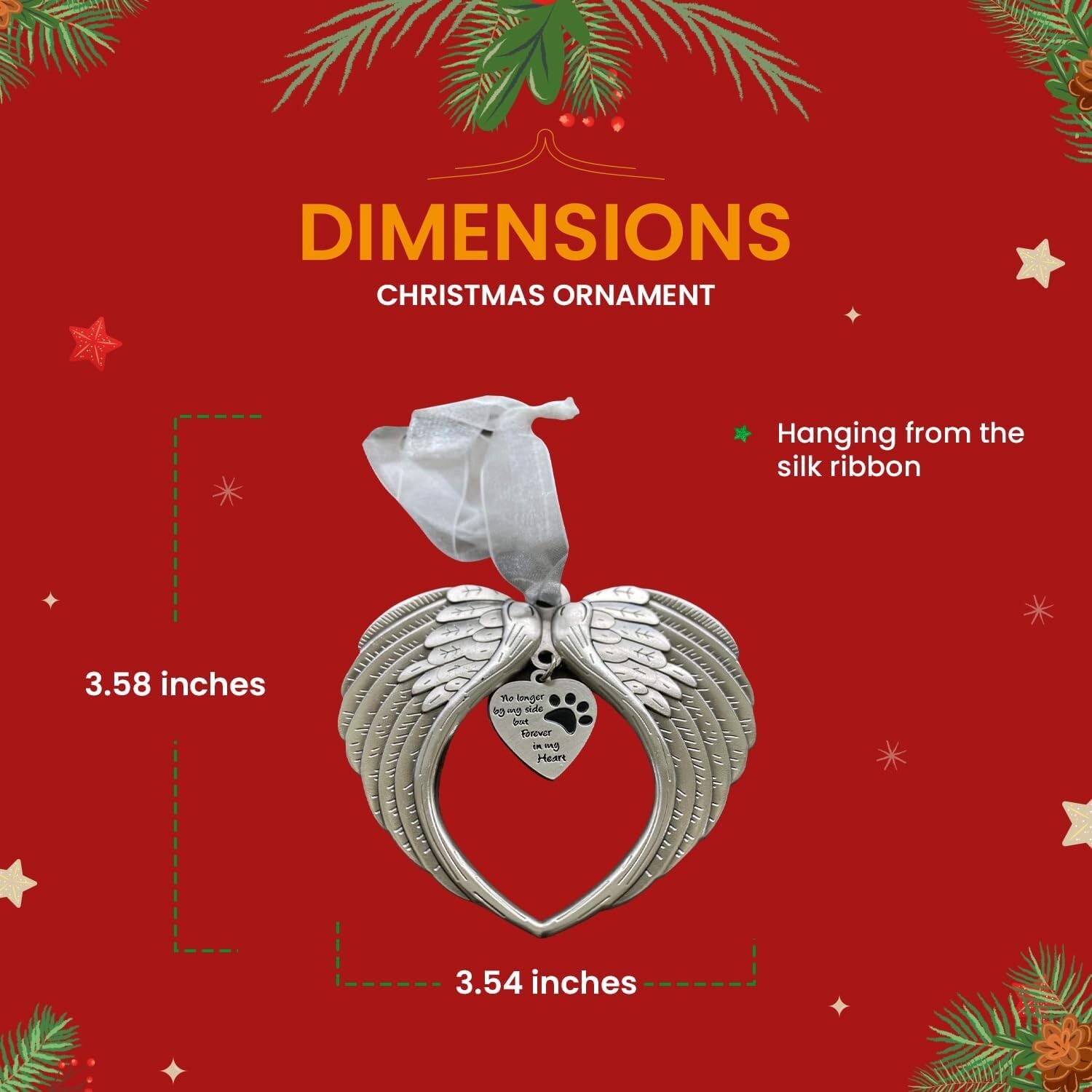 Pet Christmas Ornament Angel Wing Memorial Sympathy Gift Rainbow Bridge Gift