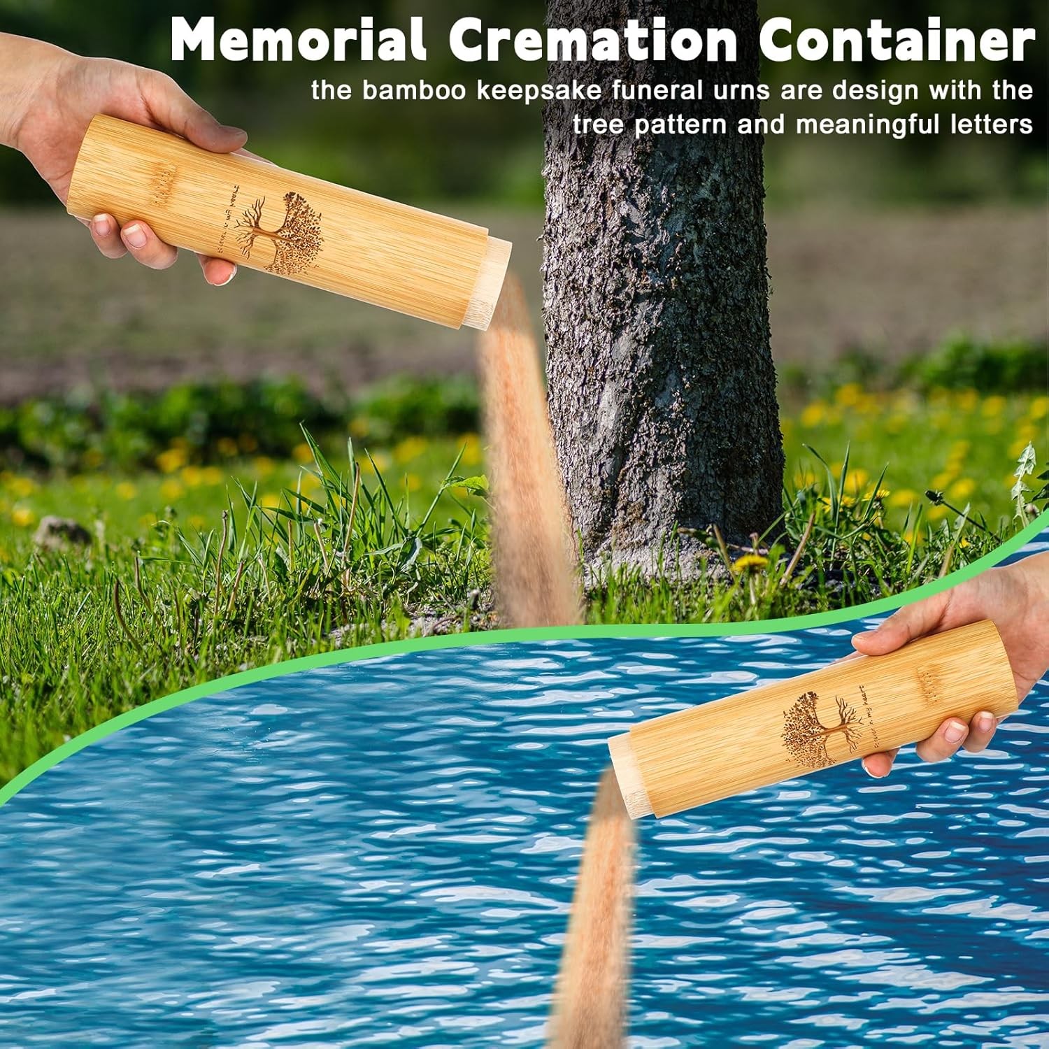 Thyle 4 Set Bamboo Scattering Urns for Ashes 9” x 2” Biodegradable Scattering