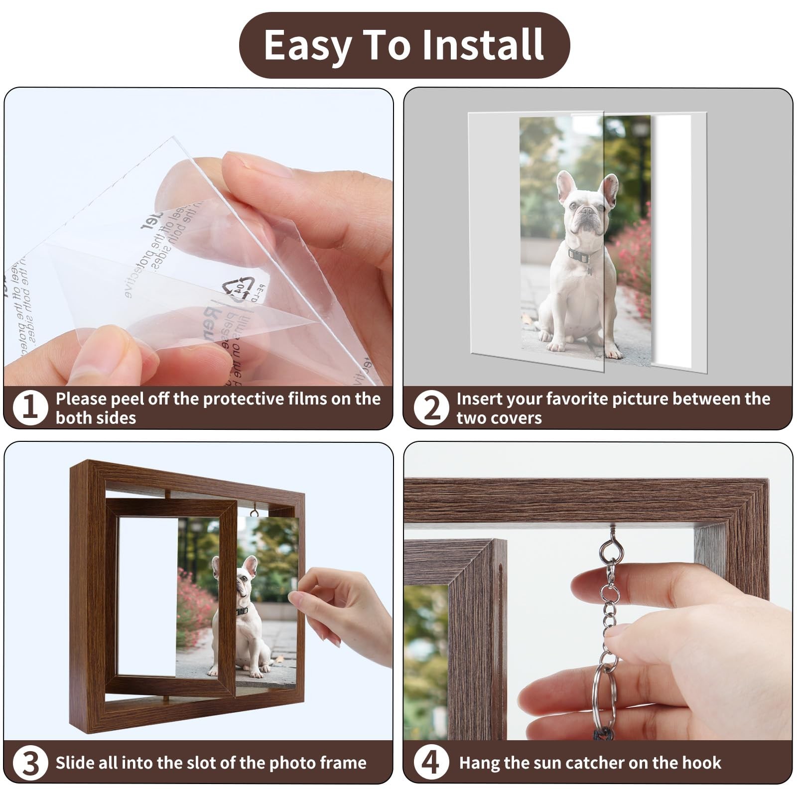 Dearkeeps Dog Memorial Picture Frame 4X6 Wooden Photo Frame For Pet Loss