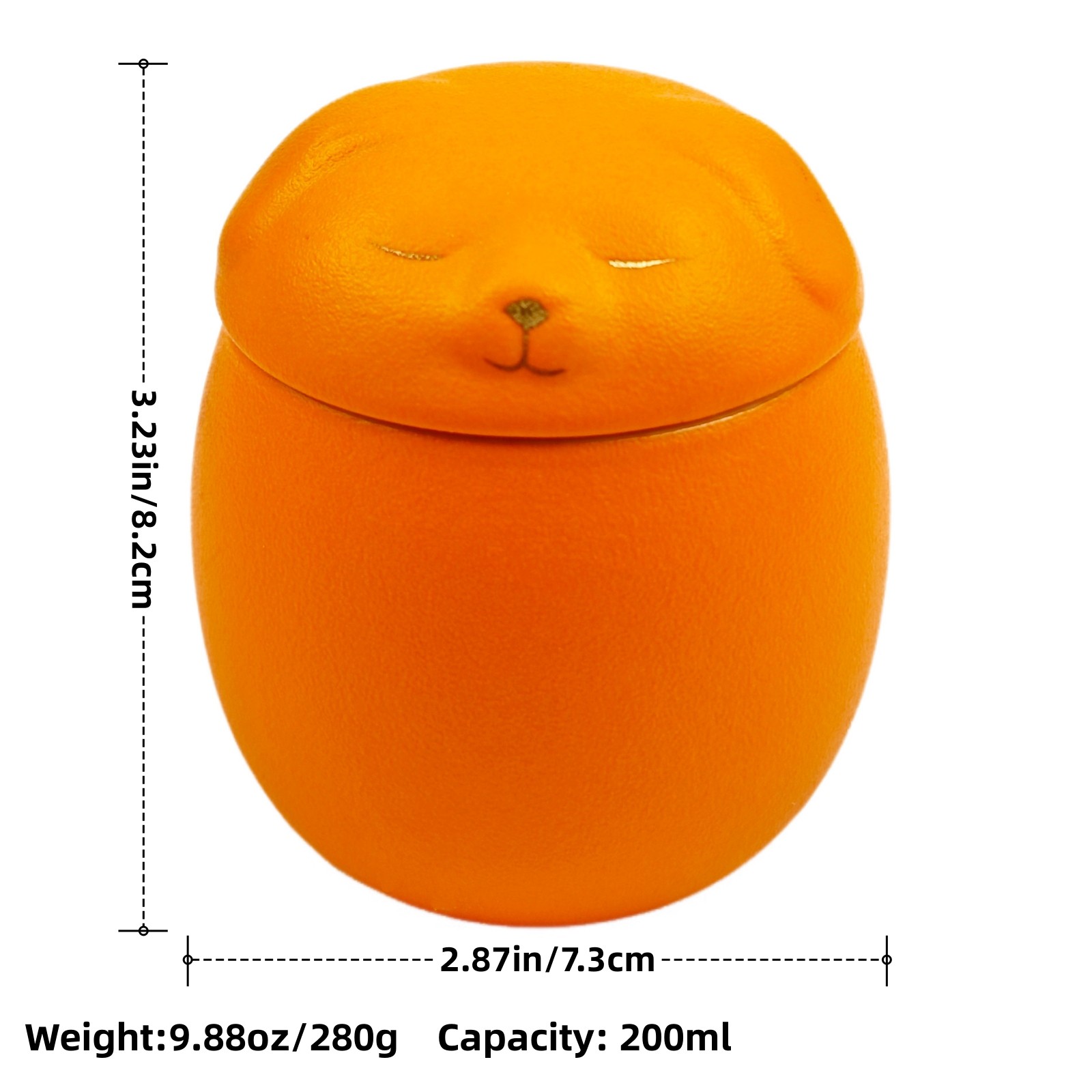 Smiley Dog Shaped Pet Urn For Small Dog And Cat Ashes 3.2×2.9 inches(Orange, M)
