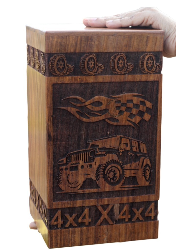 4X4 Off Road Jeep car Army Jeep Life Vehicle Truck Vintage Wheel Wooden Urns Ash