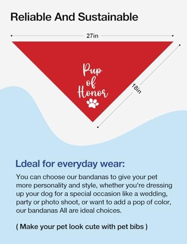 Pup of Honor Dog Bandana, Dog Wedding Bandana Pet Scarf Red Pup of Honor