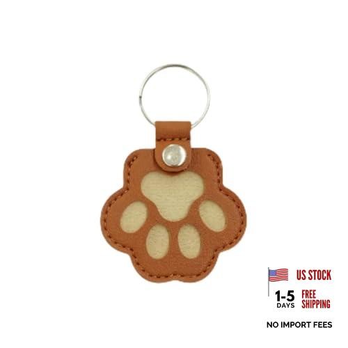 Pet Hair Keepsake Keychain – Memorial Gift for Cat & Dog, Cute Leather Paw