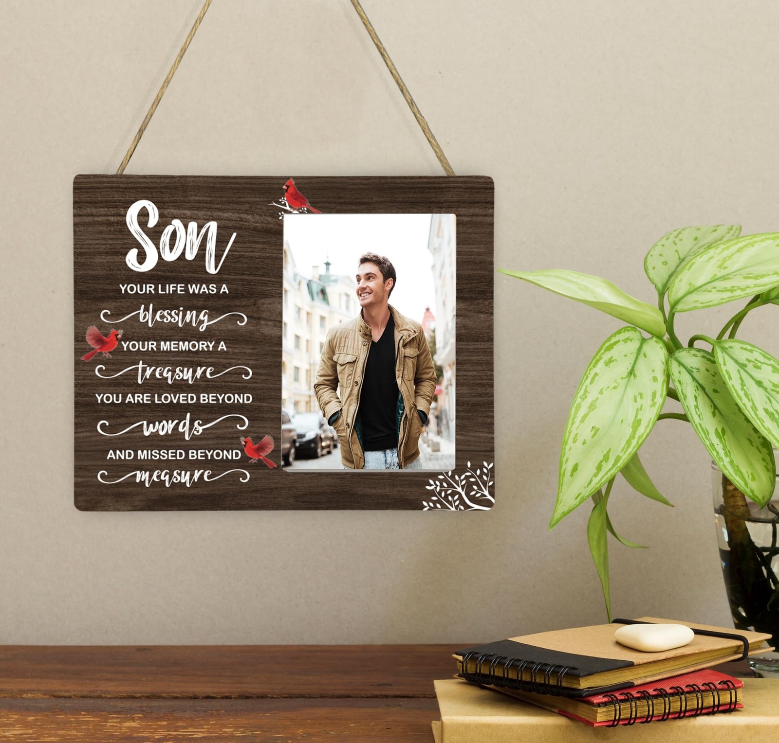 Son Memorial Wooden Picture Frame, In Loving Memory Remembrance Photo Frame G…