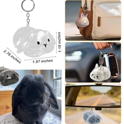 Rabbit Fur Keepsake Keychain Pet Memorial Bunny Lover Gift