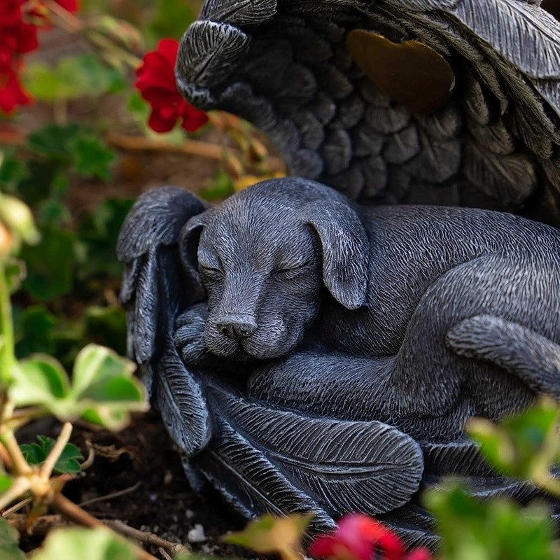 Pet Memorial Urn Angel Dog Statue Waterproof Ashes Garden Decor 100% Poly-Resin