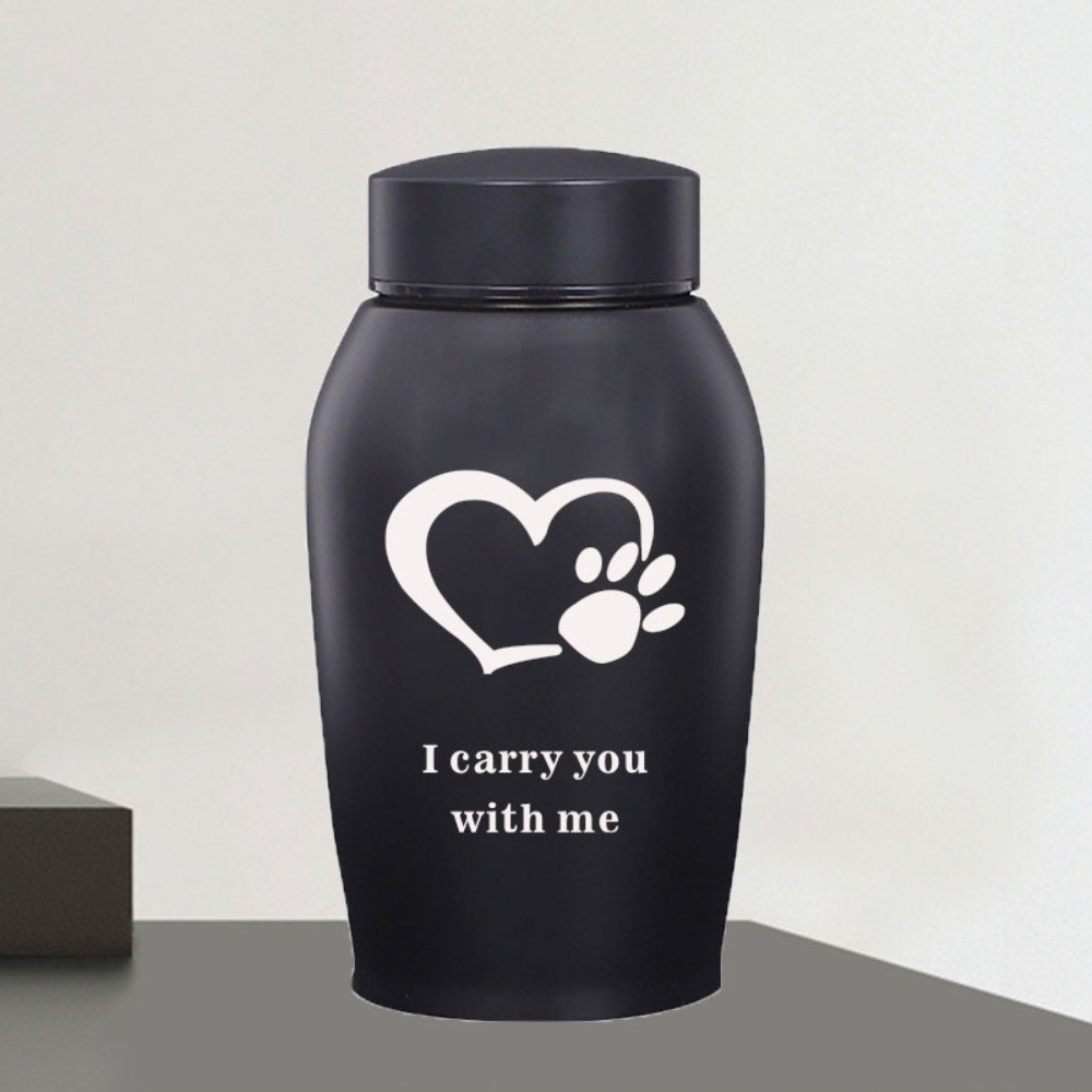 Stainless Steel Pet Cremation Urn Black Sealed Funeral Urn Small Animals US