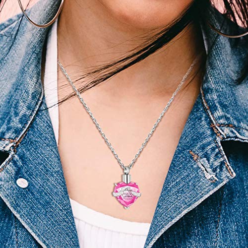 Crystal Urn Necklace for Human Ashes Heart Birthstone Memorial Cremation Pink