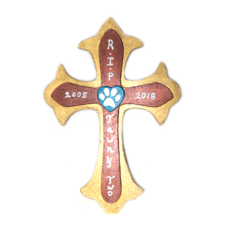 Custom Pet Memorial Grave Marker *LeFleur Wood Cross* Personalized Handmade USA