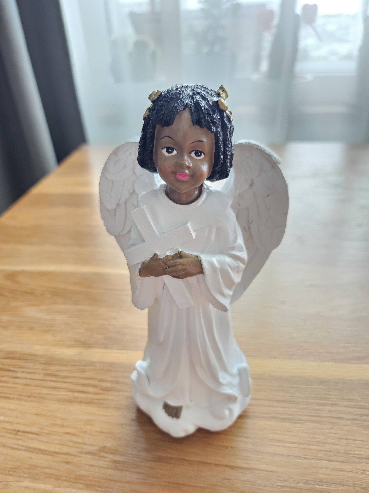 6.5 Inch African American Angel Figurine – Hand-Painted Guardian Angel Statue…