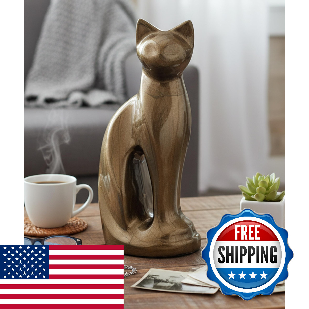 Esplanade Cremation Urn Container Jar Pot Cat Shape Urn –