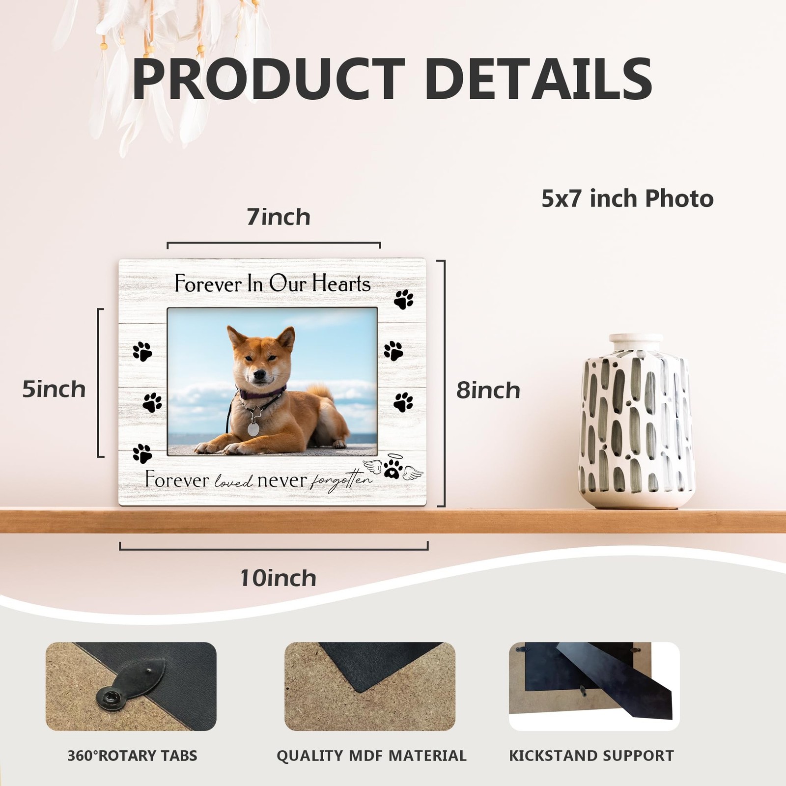 Dog Memorial Picture Frame 5×7, Memorial Pet Photo Frame, Dog Cat Memory Gift…