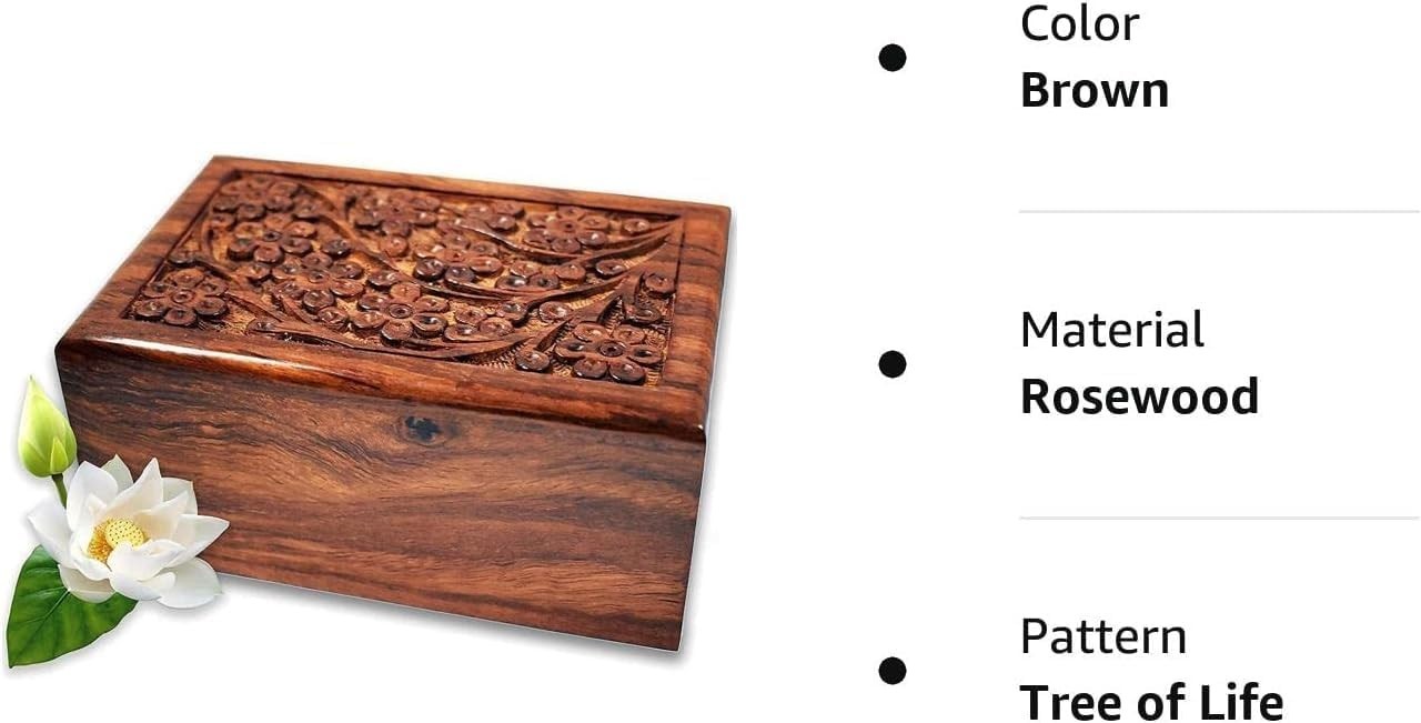 Rosewood Cremation Urn Handcrafted Wooden Urn Box for Human Ashes (XX-Large Box)