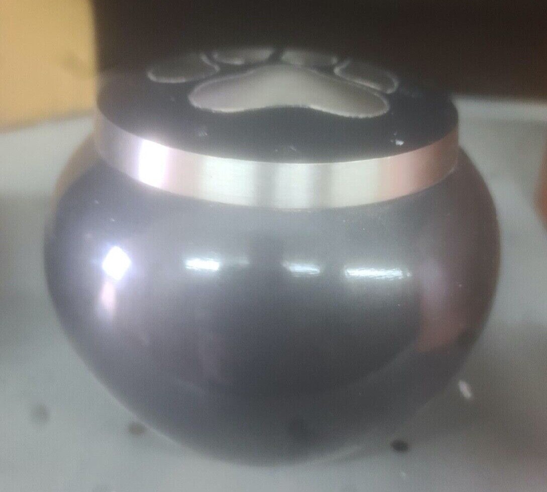 4″ Slate Grey Paw Print Jar / Pot Style Pet Urn