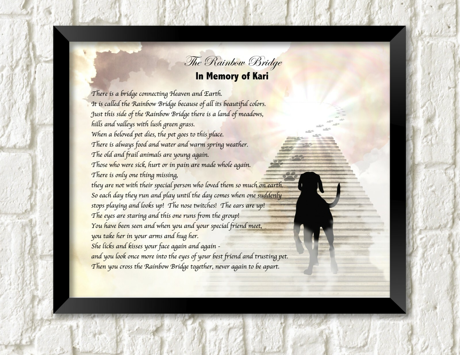 Pet Memorial Poem RAINBOW BRIDGE Dog’s Stairway to Heaven UNFRAMED Art Print