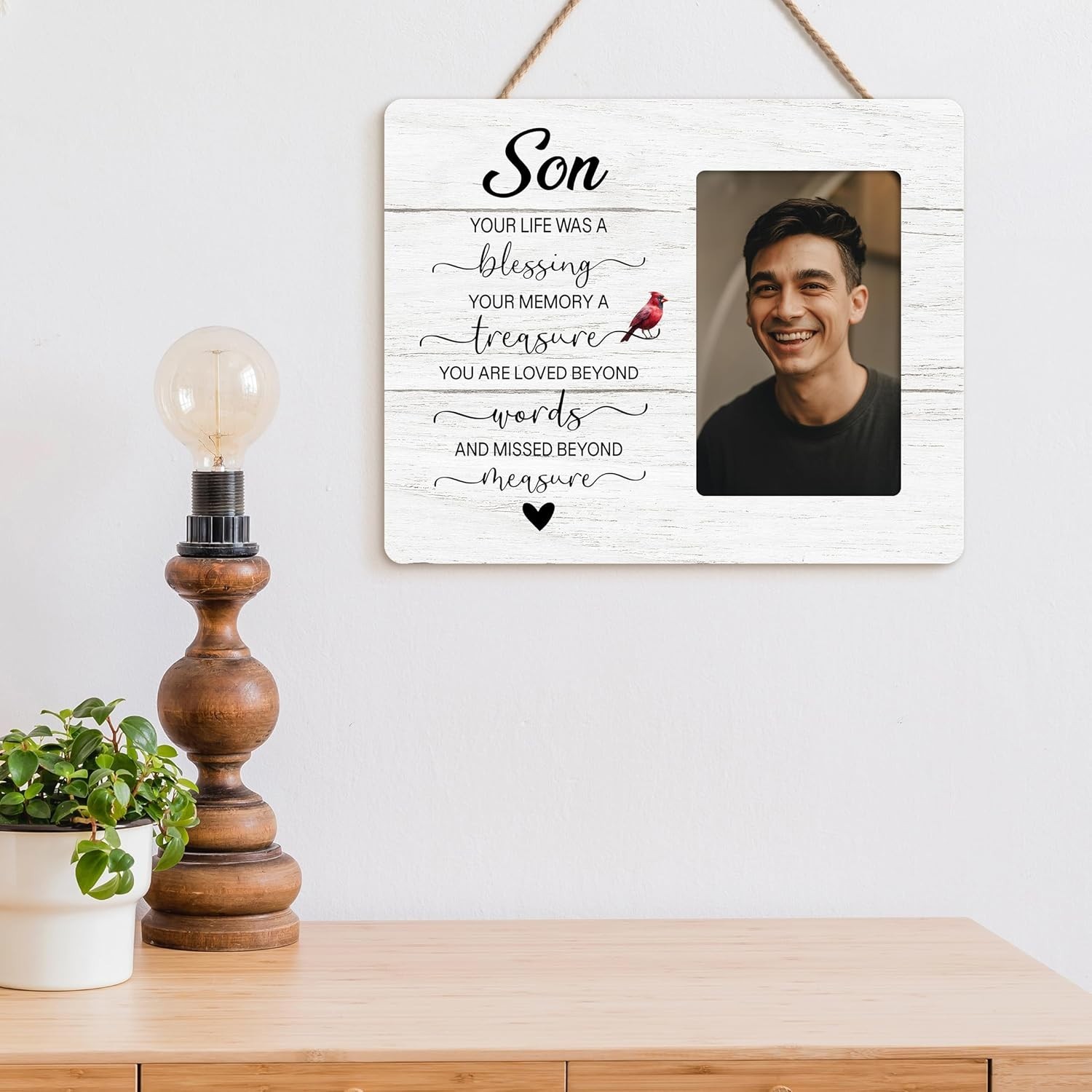 Memorial Picture Frame Gifts for Loss of Son In Loving Memory Frame 4x6in Photo