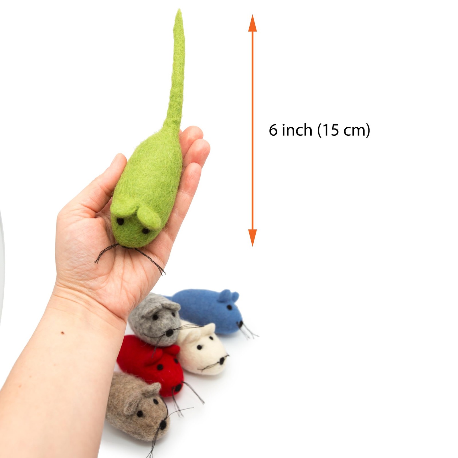 Glaciart One Felt Mouse Cat Toys, 6-Pack – Natural Wool, Catnip Infused