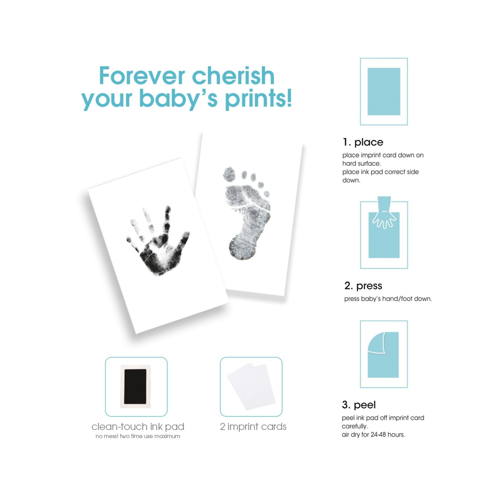 Pearhead Baby Hand and Footprint Kit – Inkless No Mess Clean-To… USA FAST SHIP