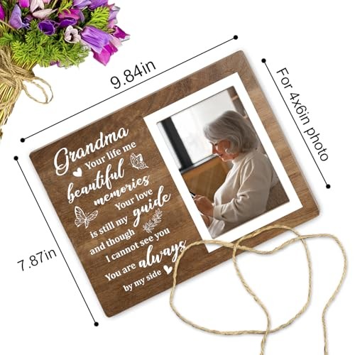 Grandma Memorial Picture Frame – 4×6 Wooden Photo Frame,Sympathy Gift for Loss