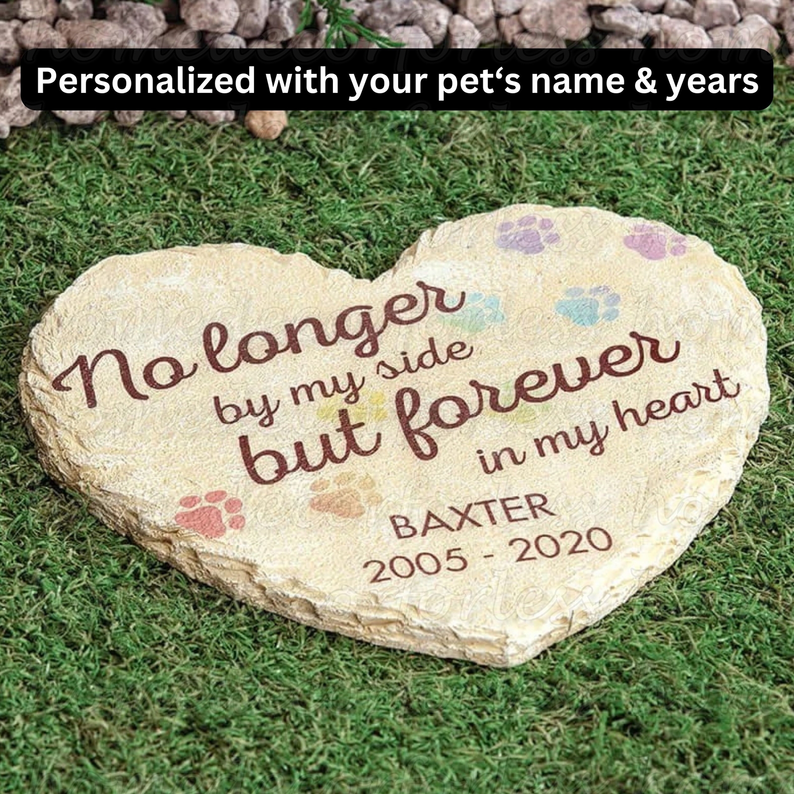 Personalized FOREVER IN MY HEART Pet Memorial Grave Marker Garden Stepping Stone
