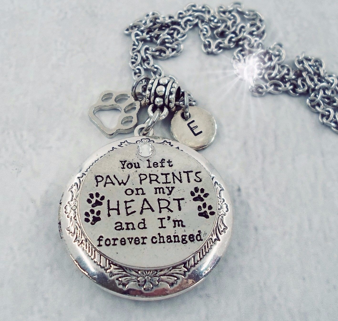 You Left Paw Prints on My Heart Pet Memorial Locket with Your Photo, Cat, Dog