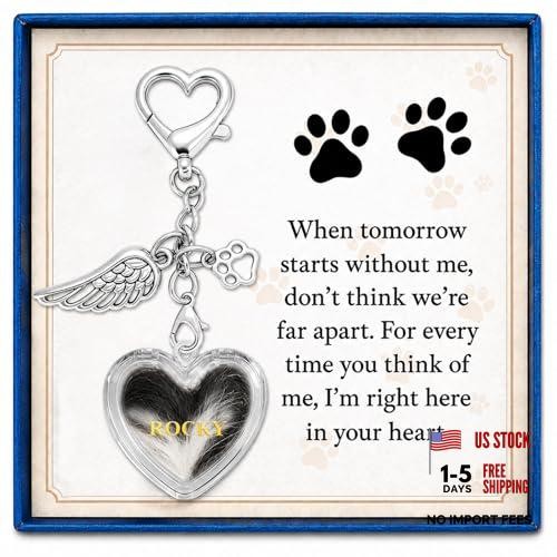 Pet Fur Keepsake Memorial Locket – Clear Heart for Dog Cat Fur or Photo