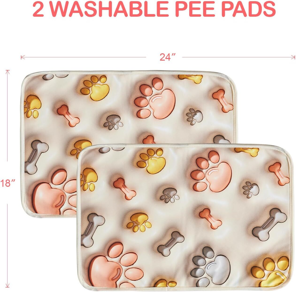 Qeils Reusable Washable Dog Pee Pads – 2 Pack Super Absorbent, Leakproof Non-Sli