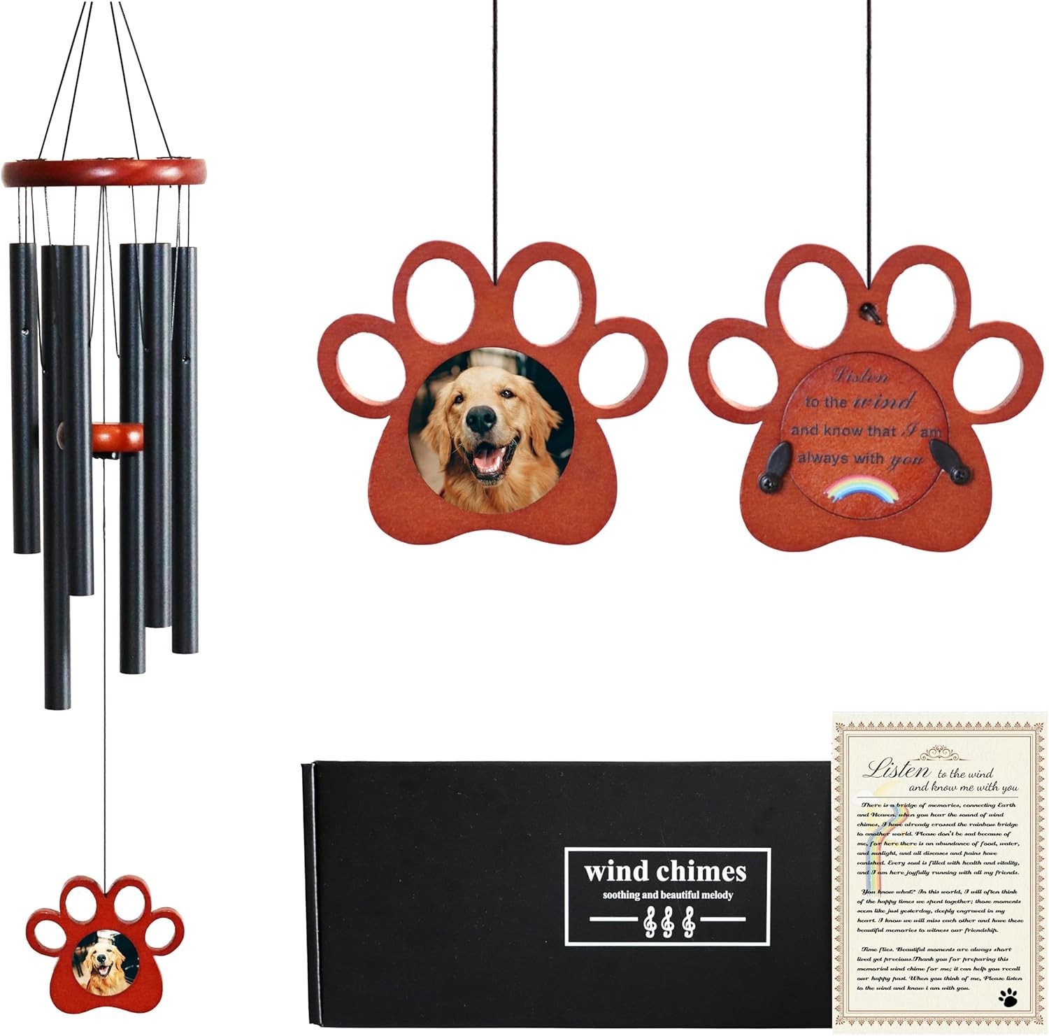 *NIB* Pet Memorial Wind Chime for Dog / Cat 28″ ~ Rainbow Bridge ~ Sympathy Gift