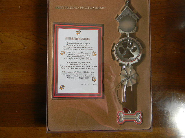 Best Friend (Dog) Pet Remembrance Hanging Wind Chime Memorial Photo Frame NIB