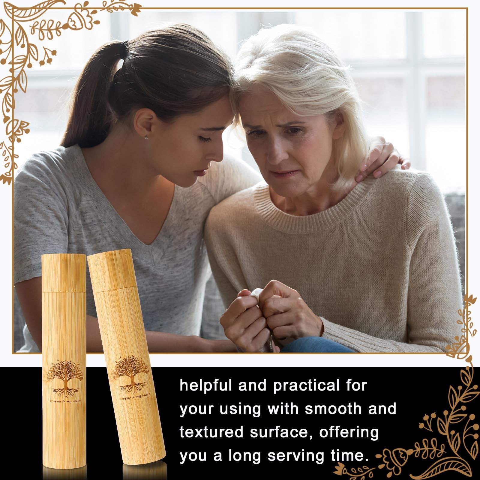Thyle 2 Set Bamboo Scattering Urns for Ashes Tree, As Shown in the Picture