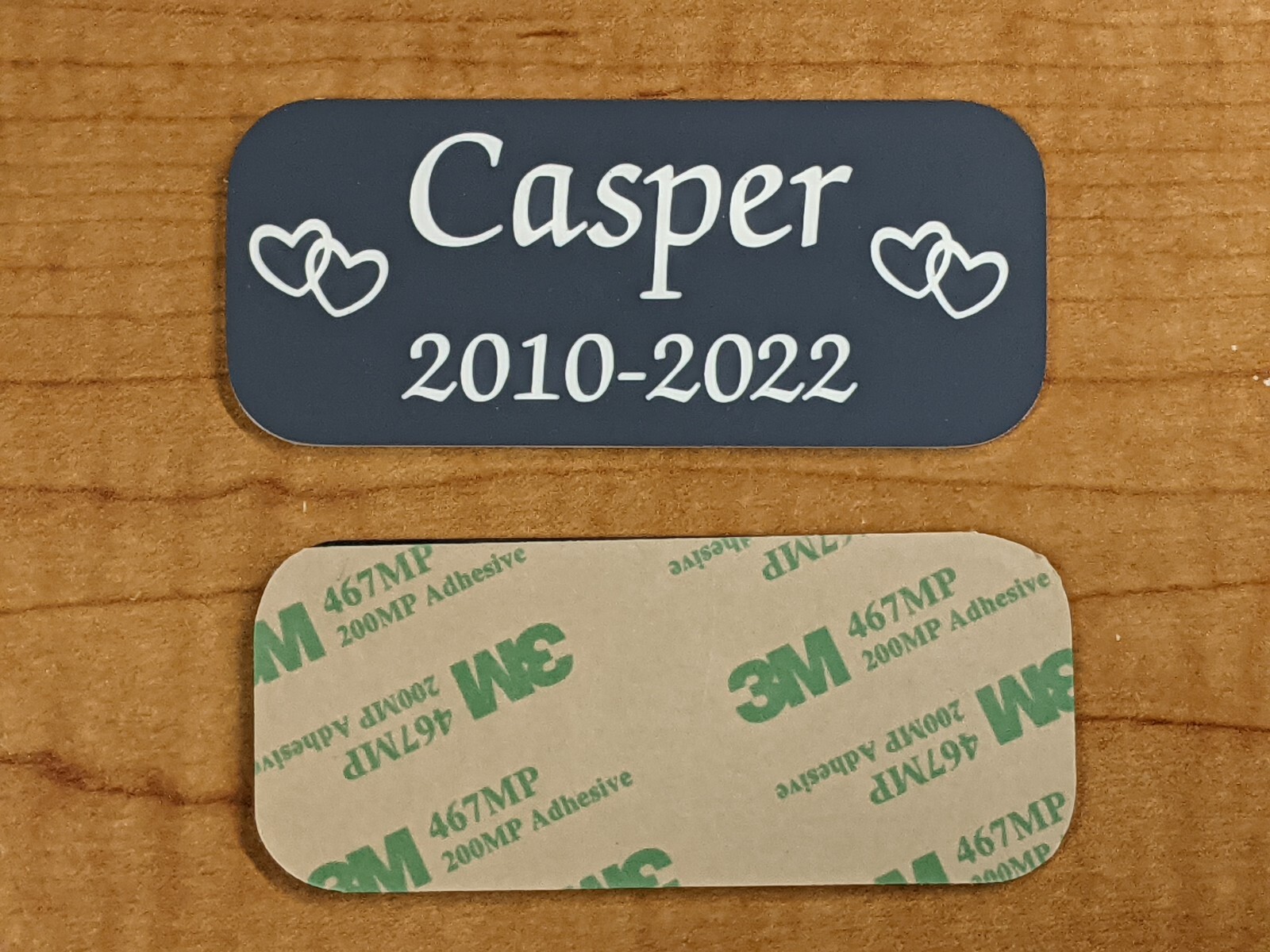 Custom Engraved 1.50×3.50 White or Gray Pet Name Memorial Urn Plaque Sign Plate