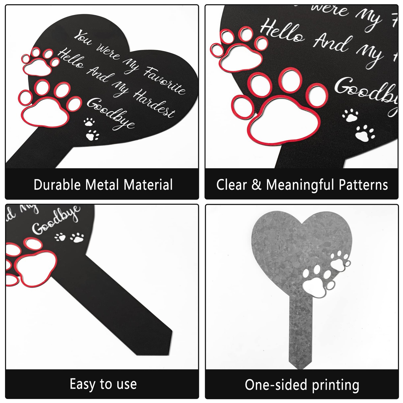 BUoonyer Pet Memorial Graves Markers for Dogs Cats, 11.8″ x 6.3″, Black