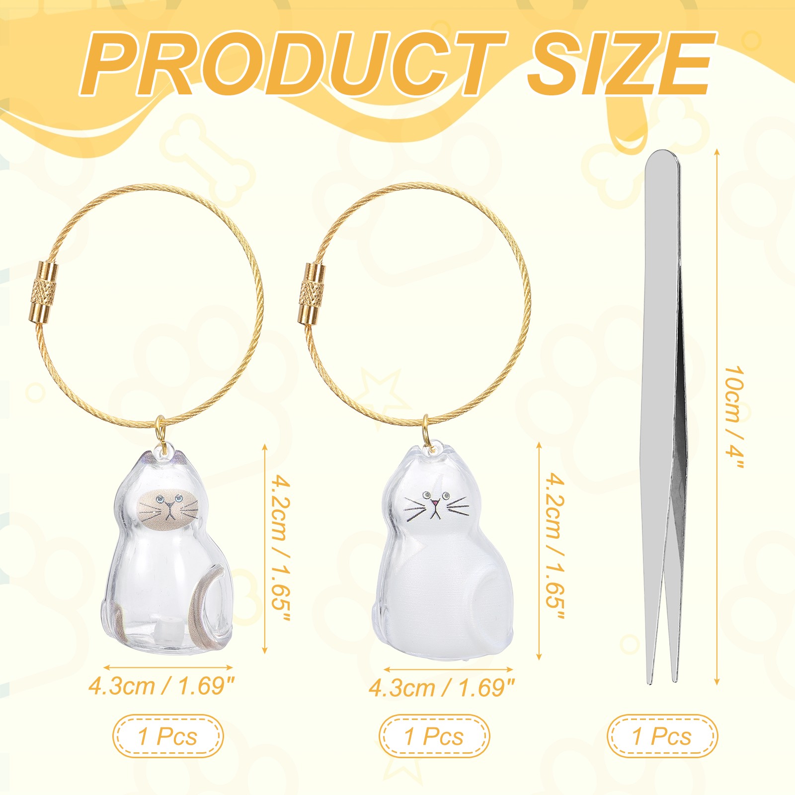 2Pcs Cat Hair Collector Keychain with Tweezers Style 1
