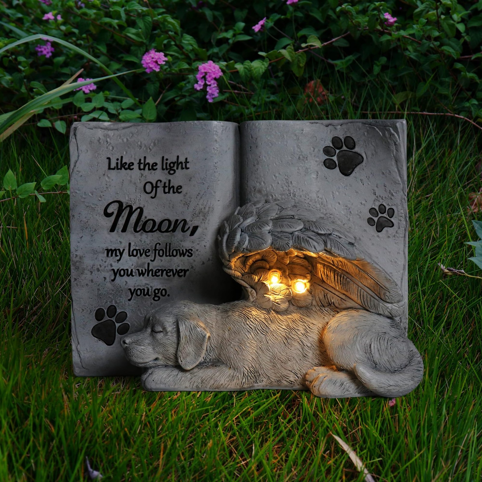 Solar Dog Angel Statue, Pet Dog Memorial Stone, Dog Memorial Gifts Or Garden …