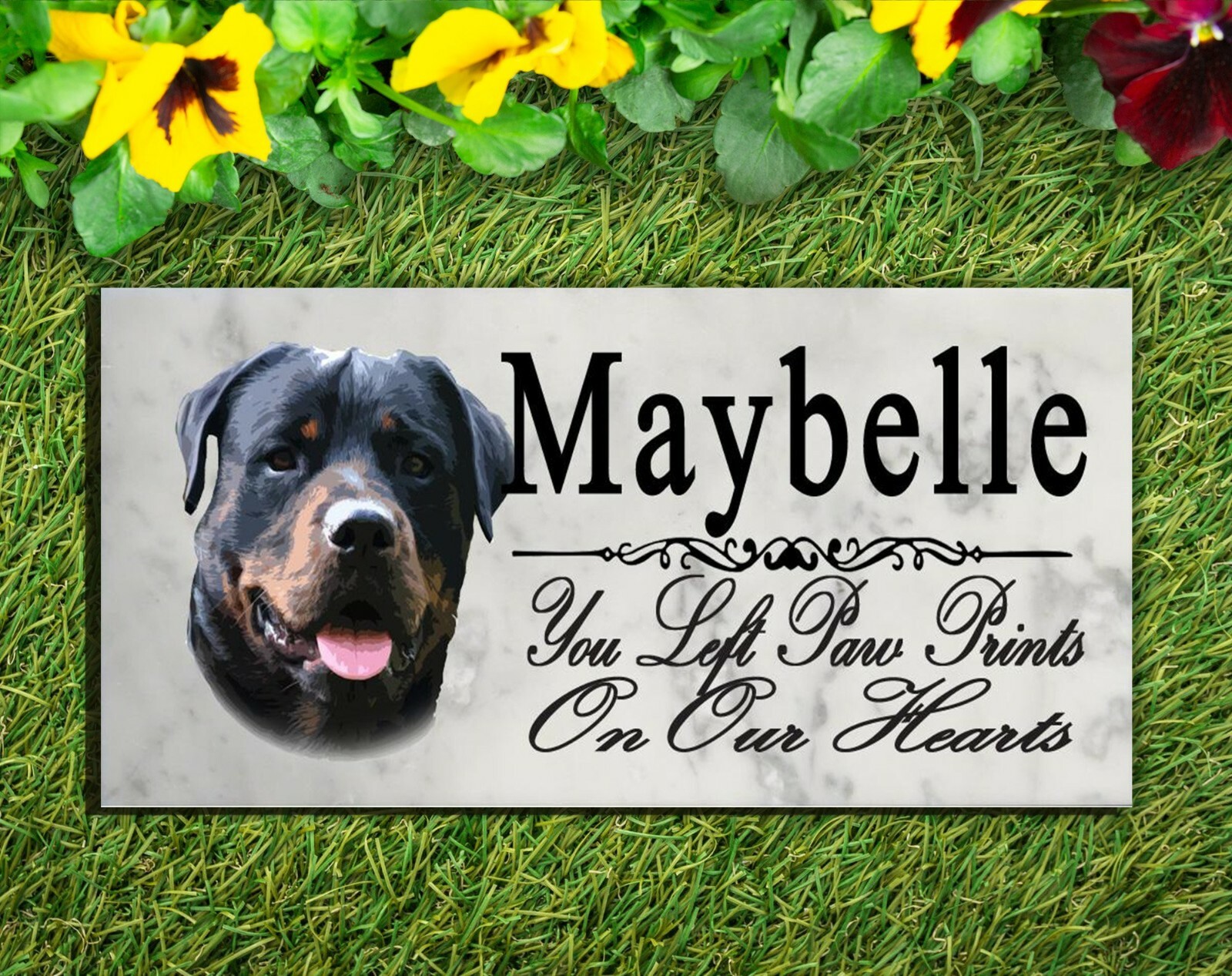 Customized Rottweiler Memorial Stone Dog Grave Marker Pet Garden Plaque