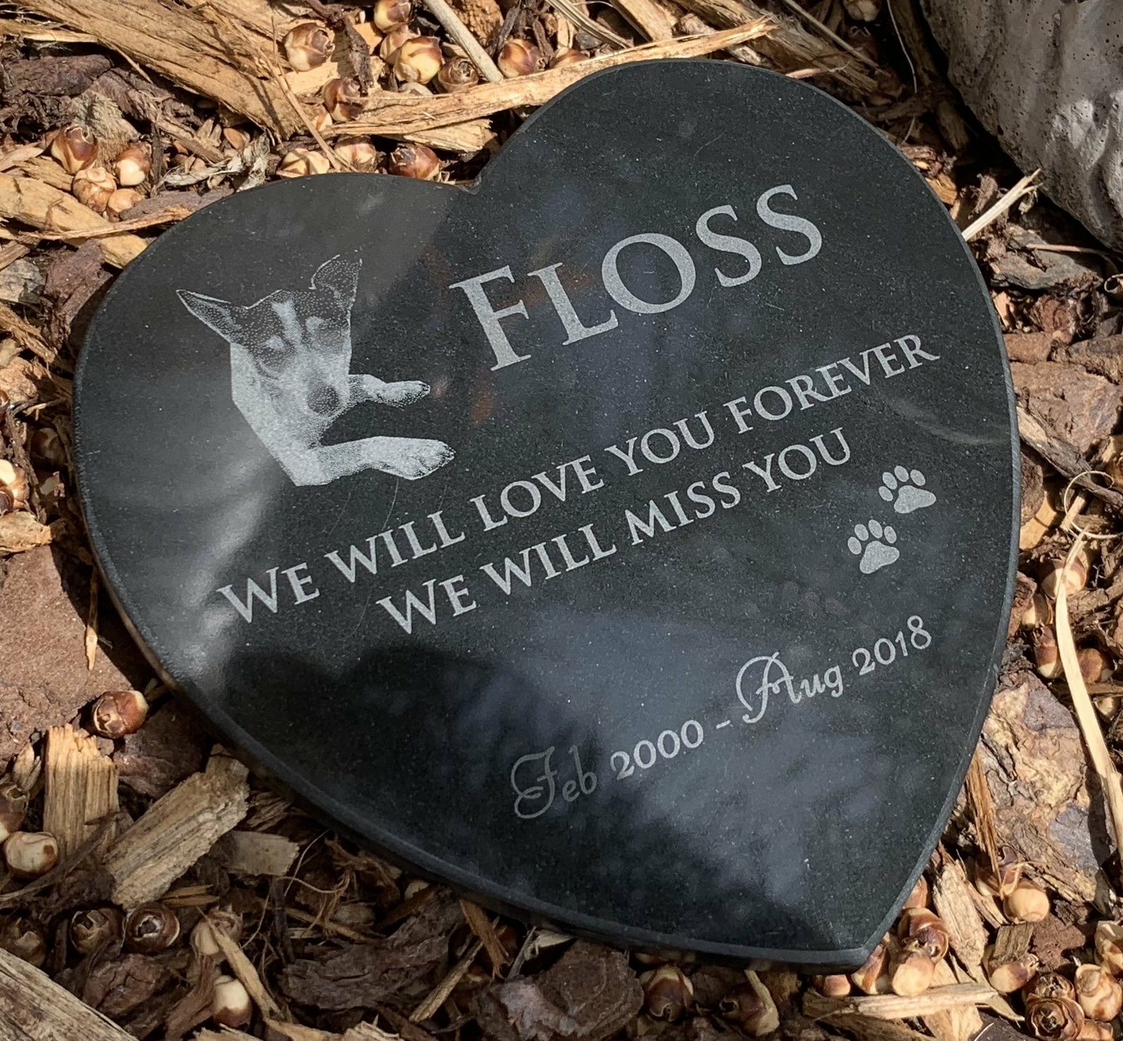 Memorial Plaque Photo Granite Heart Pet Custom Engraved (personalised)