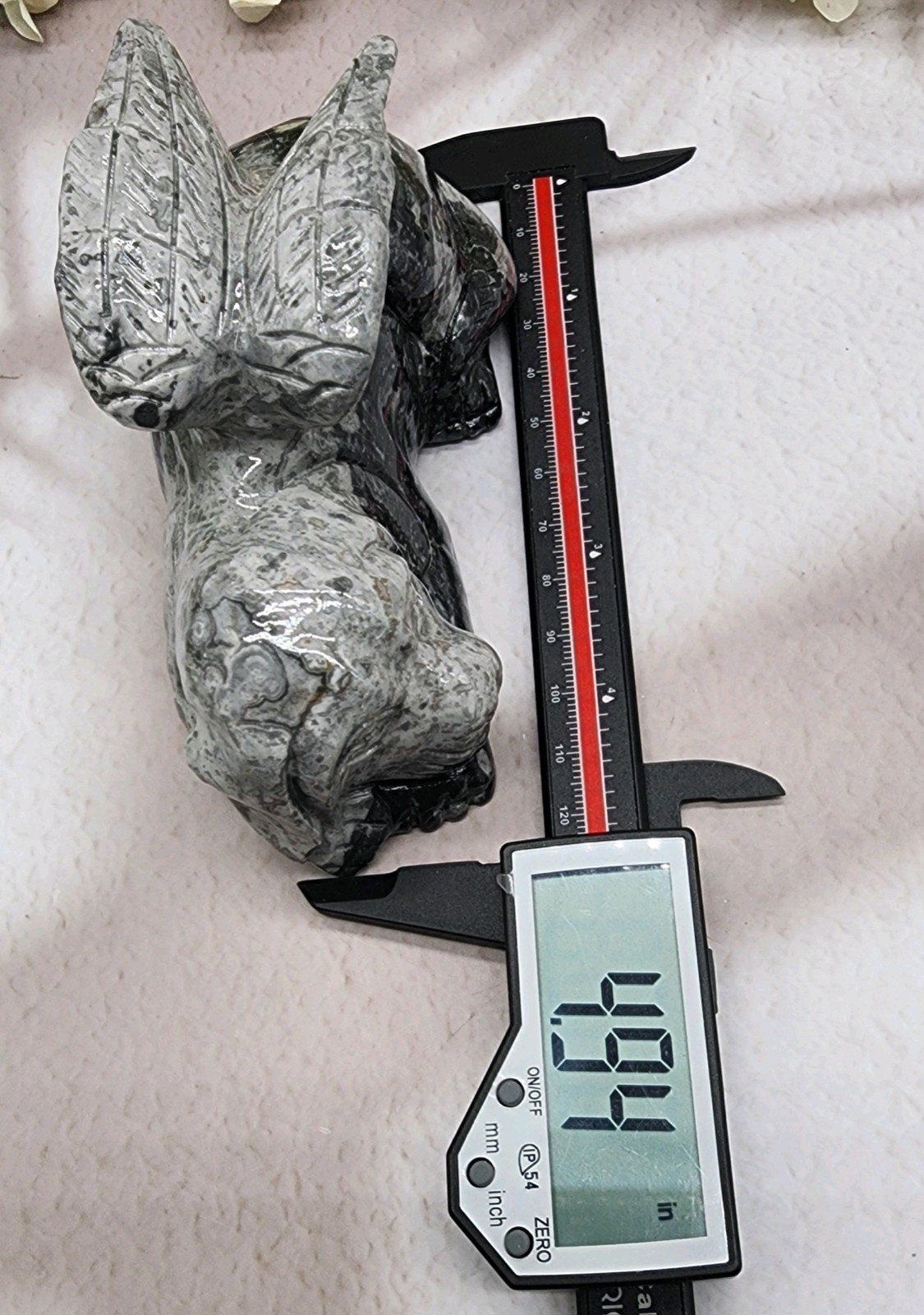 Picasso Jasper, Winged Angel Dog, Pet Memorial, Pet Loss Gift, Gemstone Carving