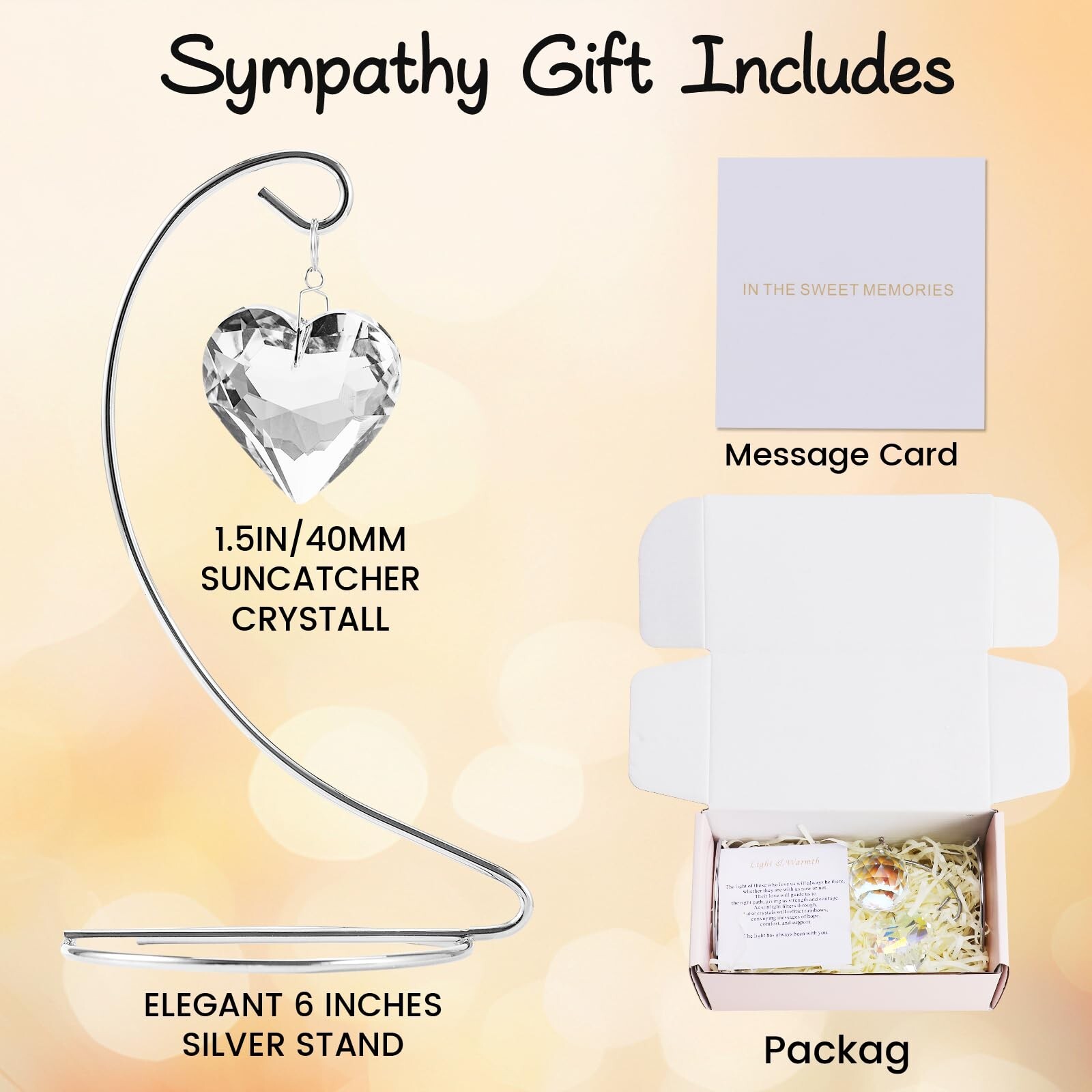 2 Pack Sympathy Gifts for Loss of Loved One,Crystal Heart Hanging Memorial Co…