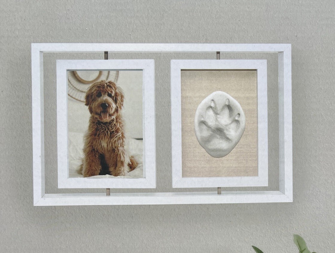 Pet Paw Print Keepsake Frame Kit 5×7 Photo Clay Impression Dog Cat Memorial NEW