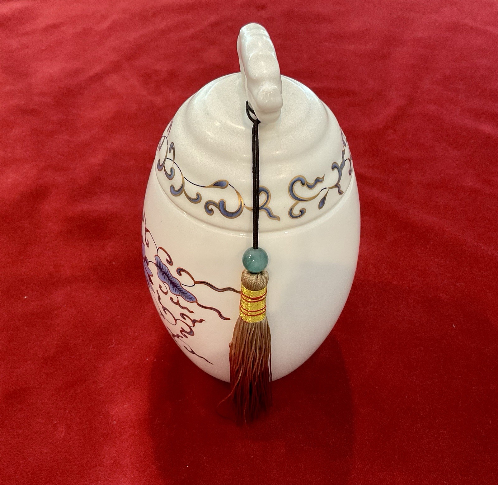 CERAMIC PET URN HEAVY MOISTURE PROOF MEMORIAL URN FOR PETS TASSEL ON FOO DOGS