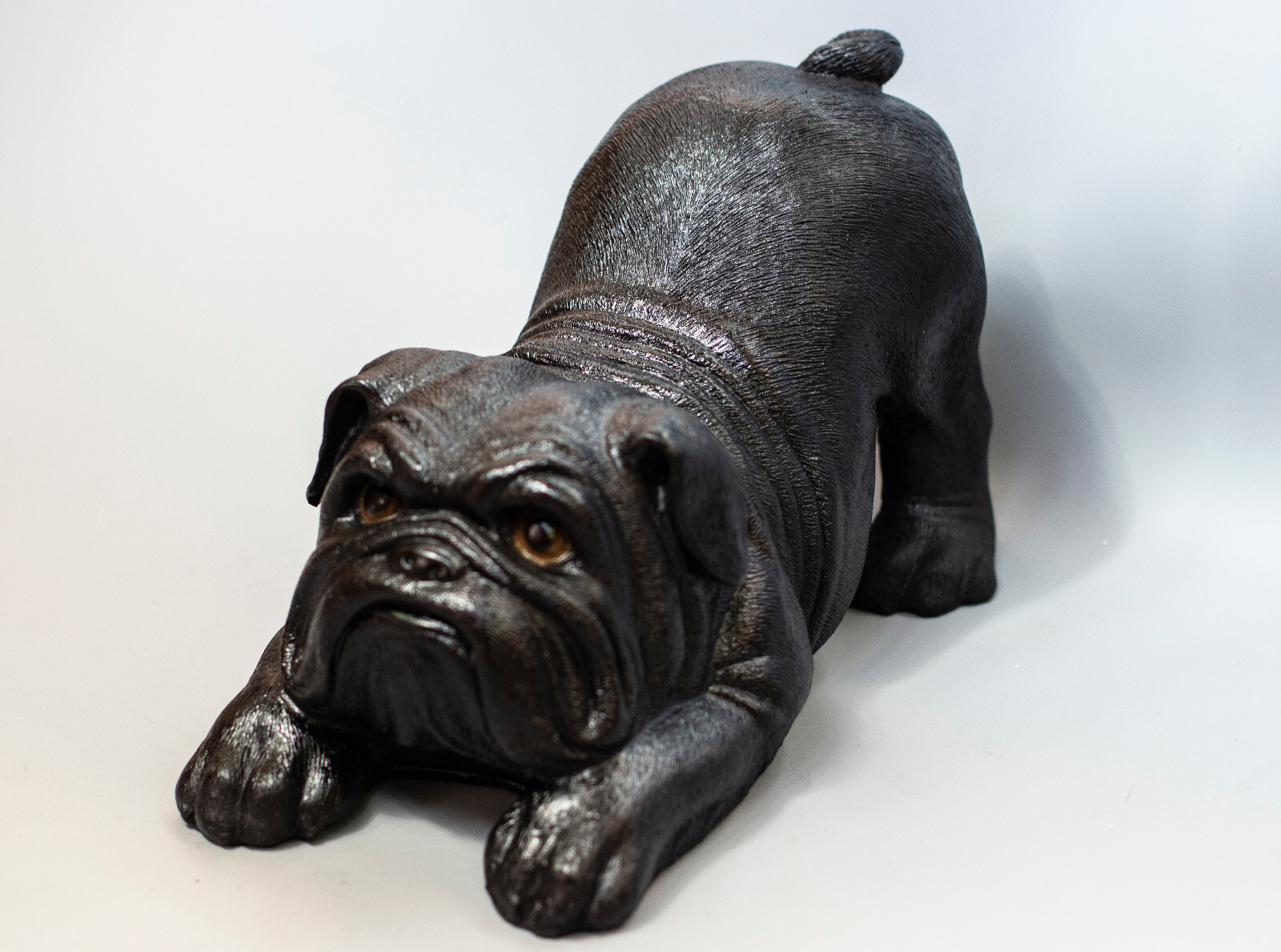 English Bulldog Urn Black Pet Ashes Dog Sculpture Outdoor Keepsake Memorial Gift